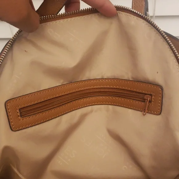 Jones New York Signature Tan Backpack Silver Hardware - Picture 12 of 14